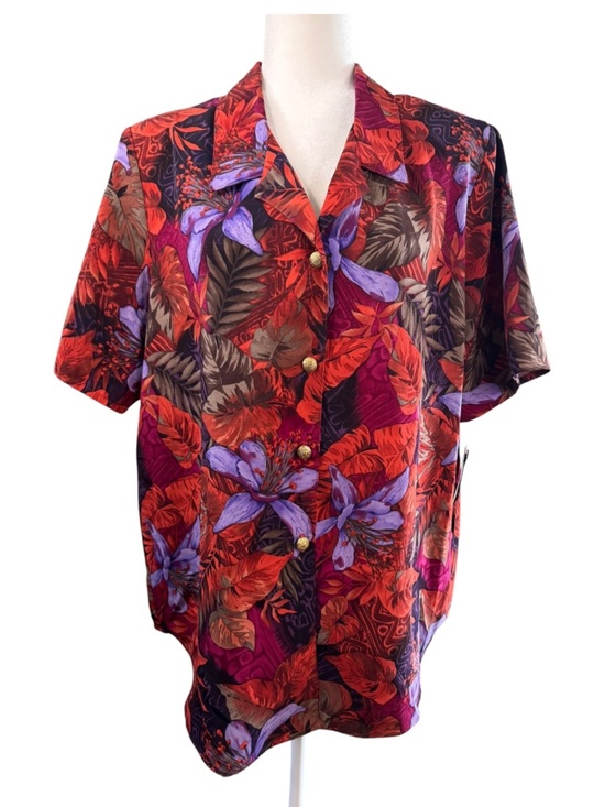 Maggie Sweet Tops - Maggie Sweet Button Down Shirt Size Large Tropical Floral Print